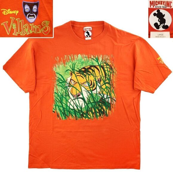 Disney Villains Vintage T-Shirt Jungle Book Shere Khan 90s USA Mickey Inc. Large - Picture 1 of 12